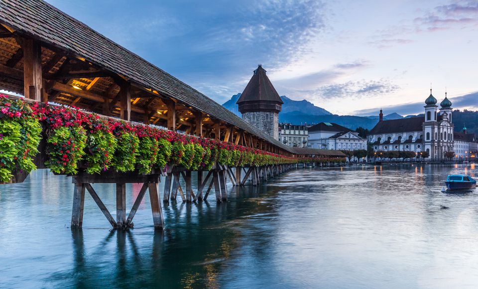 Kappelbrucke Wooden Bridge In Lucerne