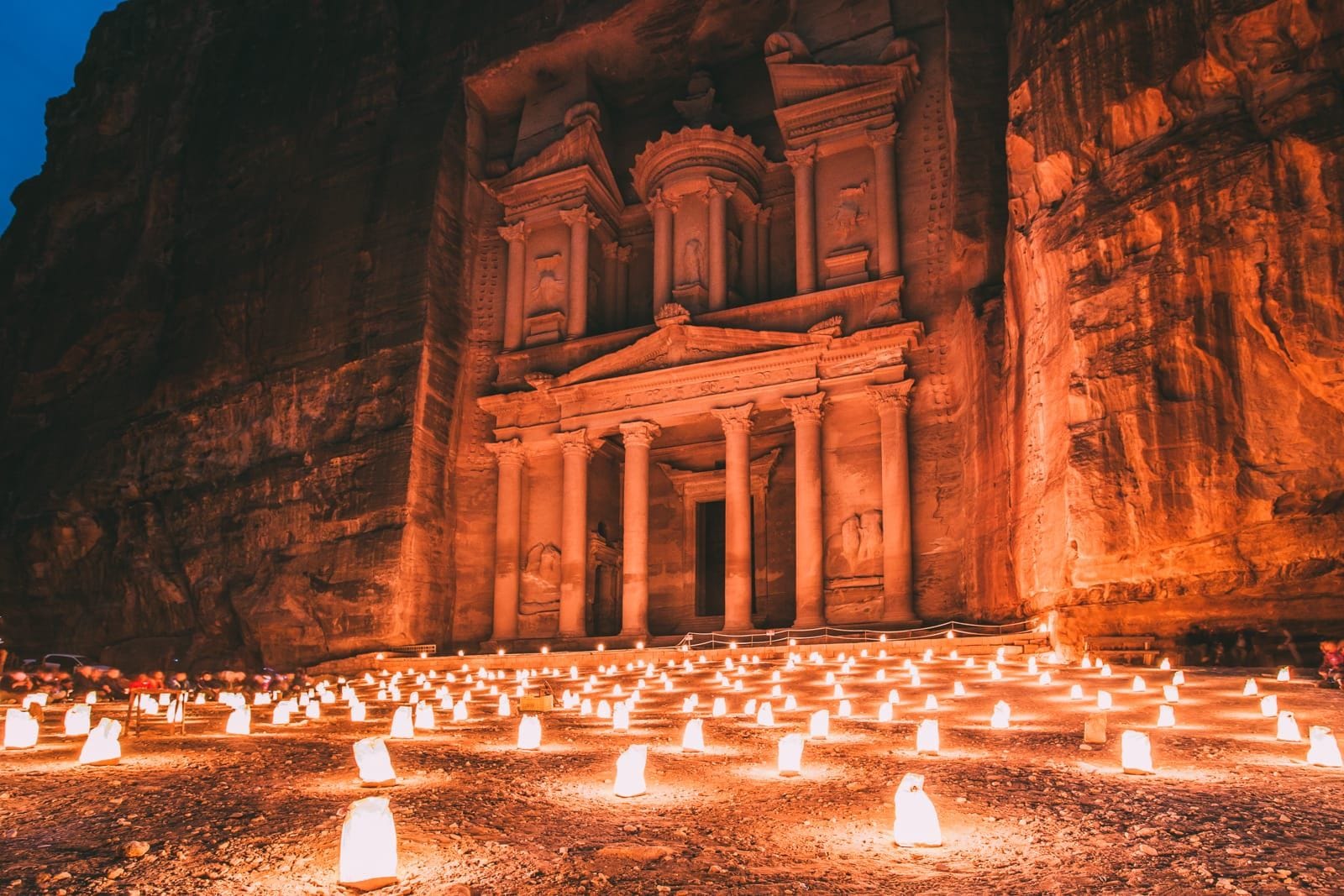 Candles Lit At Petra Treasury Candles Lit At Petra Treasury