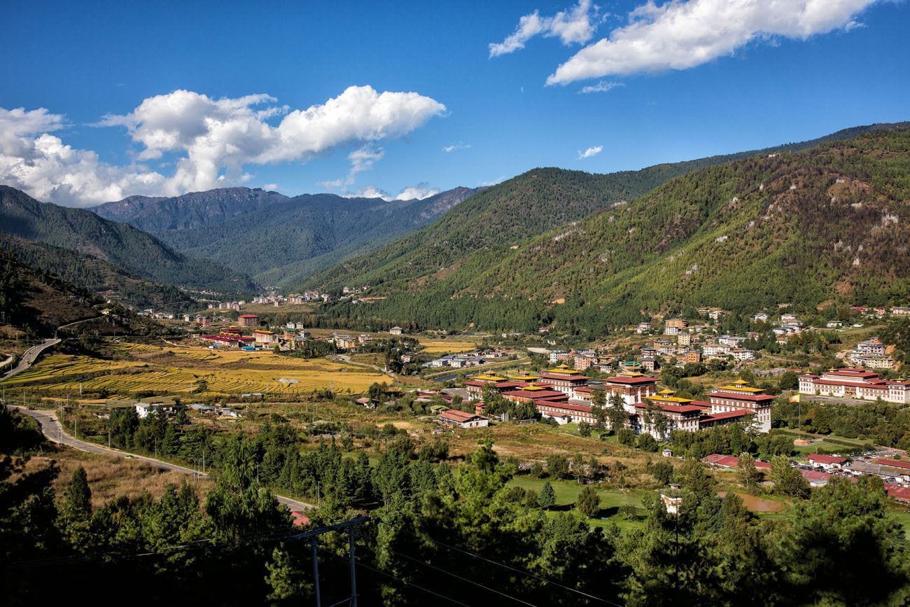 Thimphu valley in Bhutan