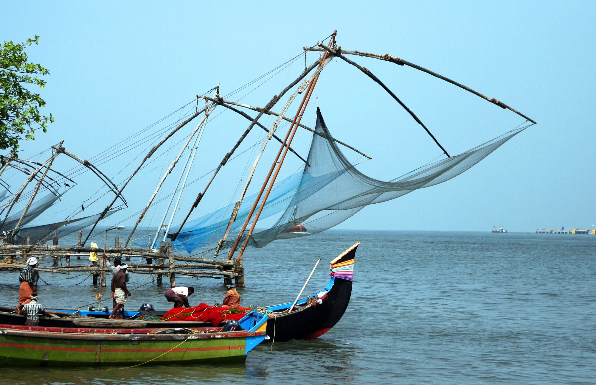 Stock Photo Kochi Kerala India March Fishing Nets In Cochin Symbol Fishermen And Boat 451024768