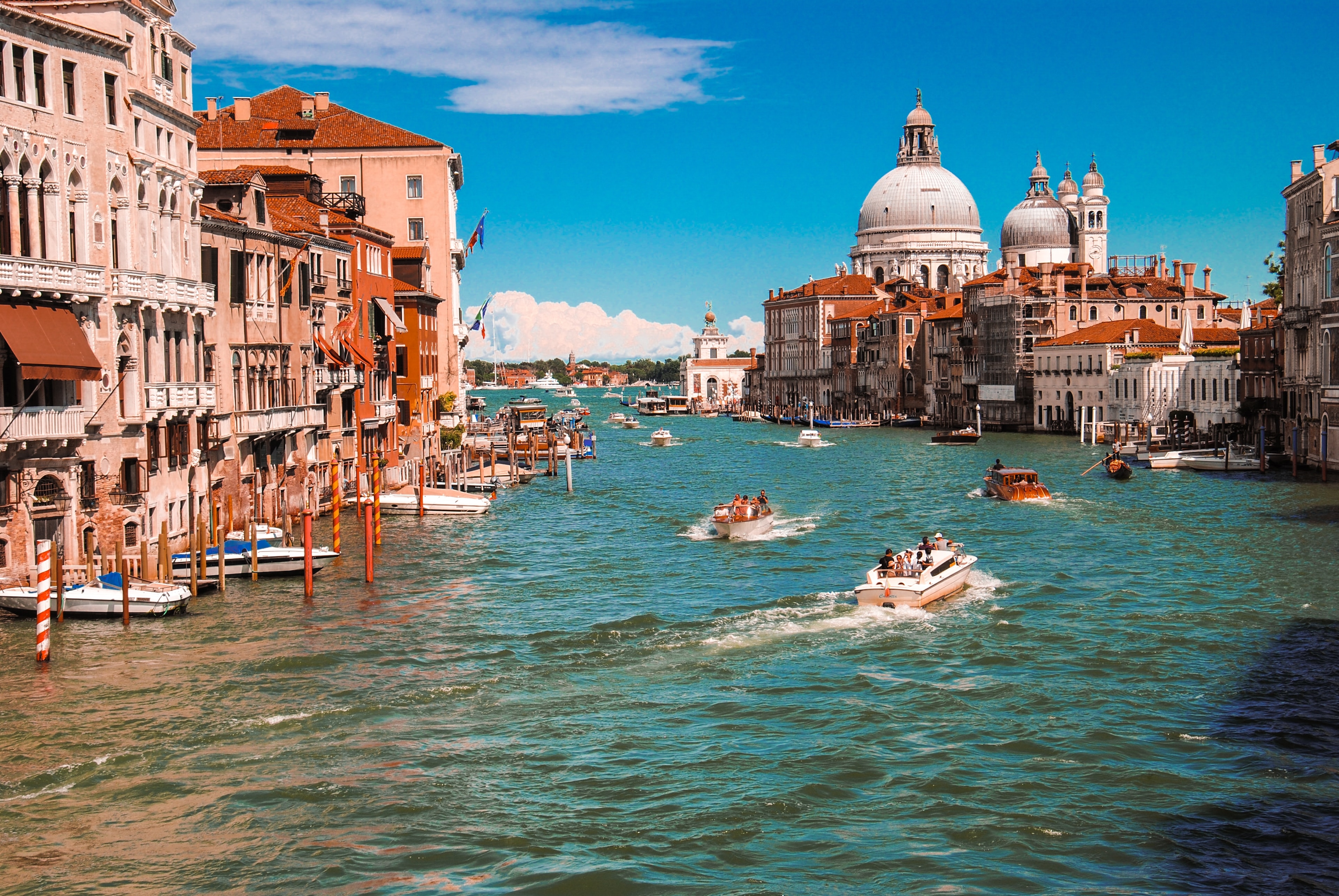 The most beautiful palaces facing the Grand Canal in Venice, italy